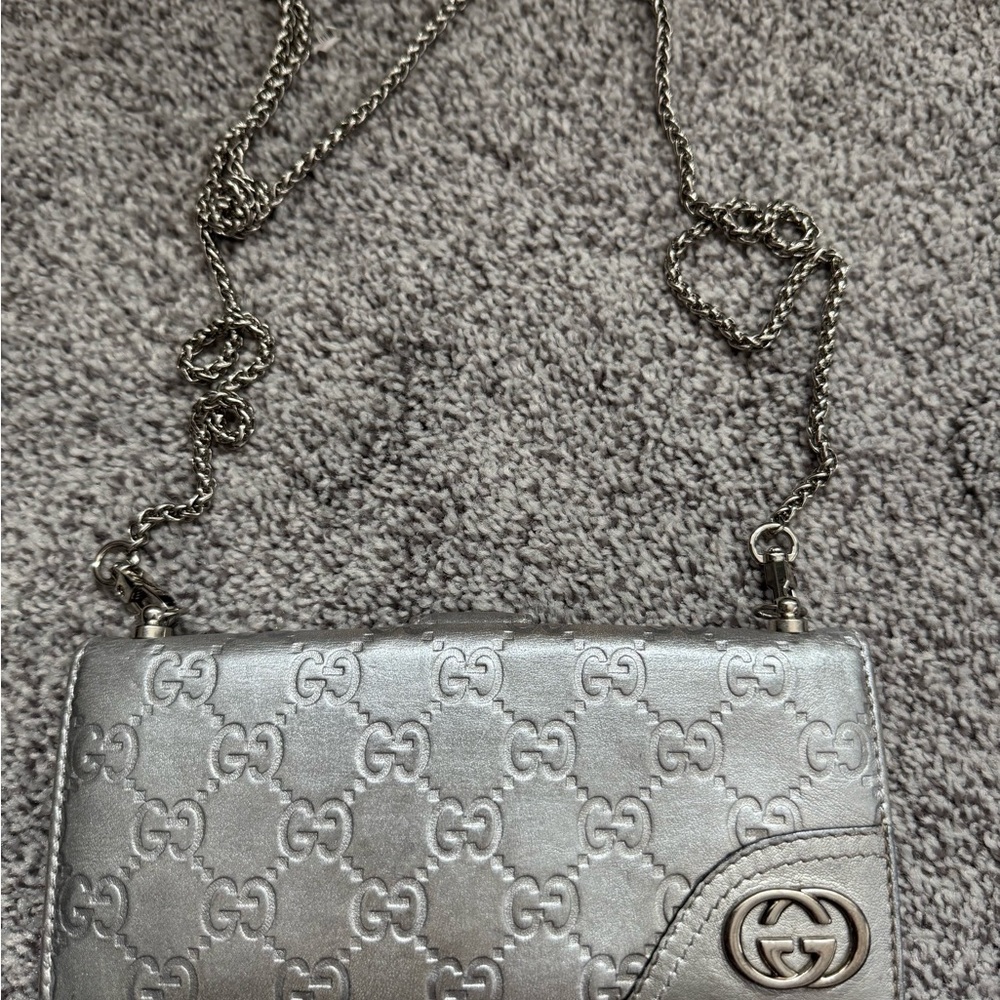 Gucci Silver Wallet converted to WOC Crossbody Bag